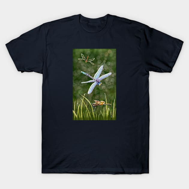 Sparkling Dragonflies T-Shirt by JaqiW